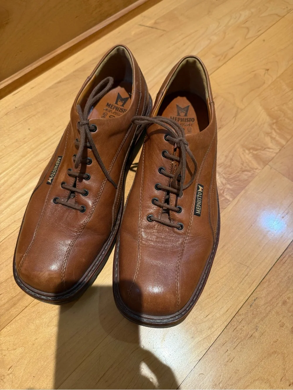 Mephisto Men's Tan-Brown Leather Lace-Up Oxfords
